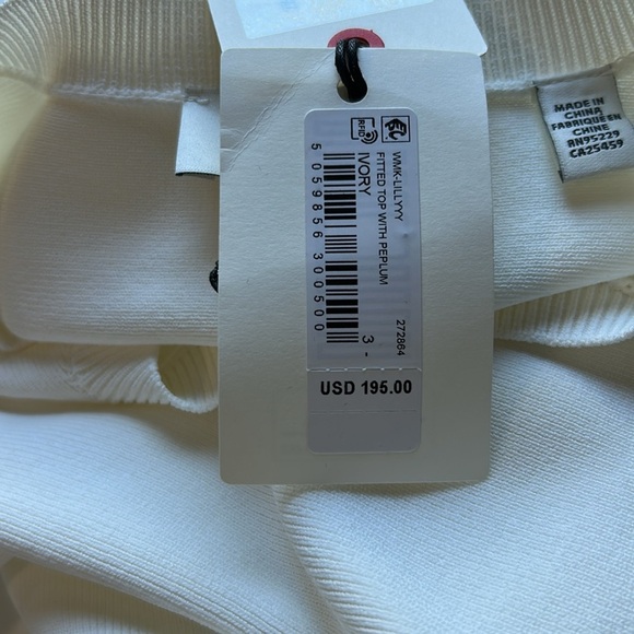 Ted Baker Lillyyy Fitted Peplum Top Ivory Long Sleeve Knit Stretch 3 US 8-10 NEW - Picture 8 of 12